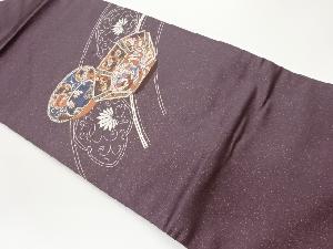 鳳凰に草花・曲線模様織出し名古屋帯